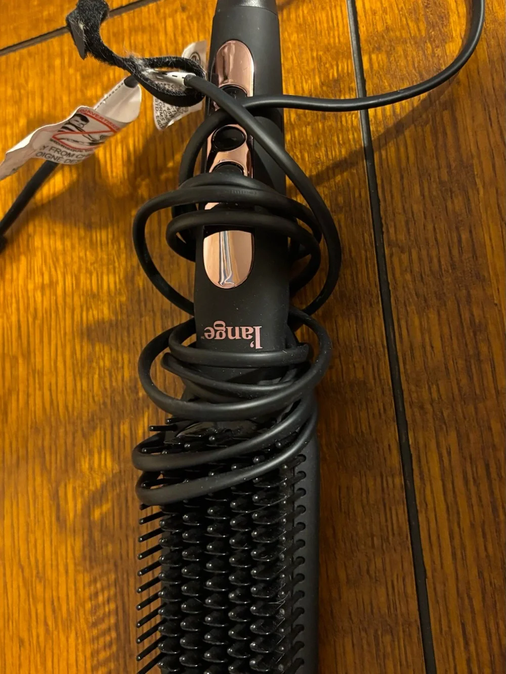 Lange Black Hair Straightener with Pink Logo